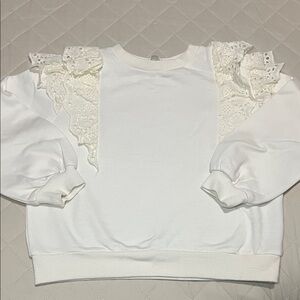 H&M White Lace Detail Kids Sweater